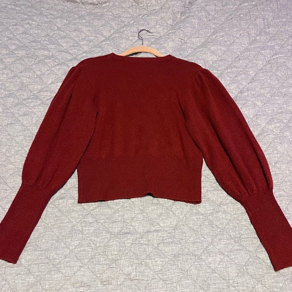 Zara Knit Soft Crew Neck Sweater With Ribbed Trims and puff sleeves, Size L - Picture 5 of 11